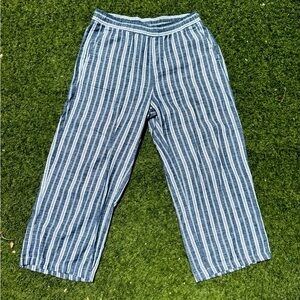 Old Navy Striped Linen Denim High Rise Wide Leg Women Pants